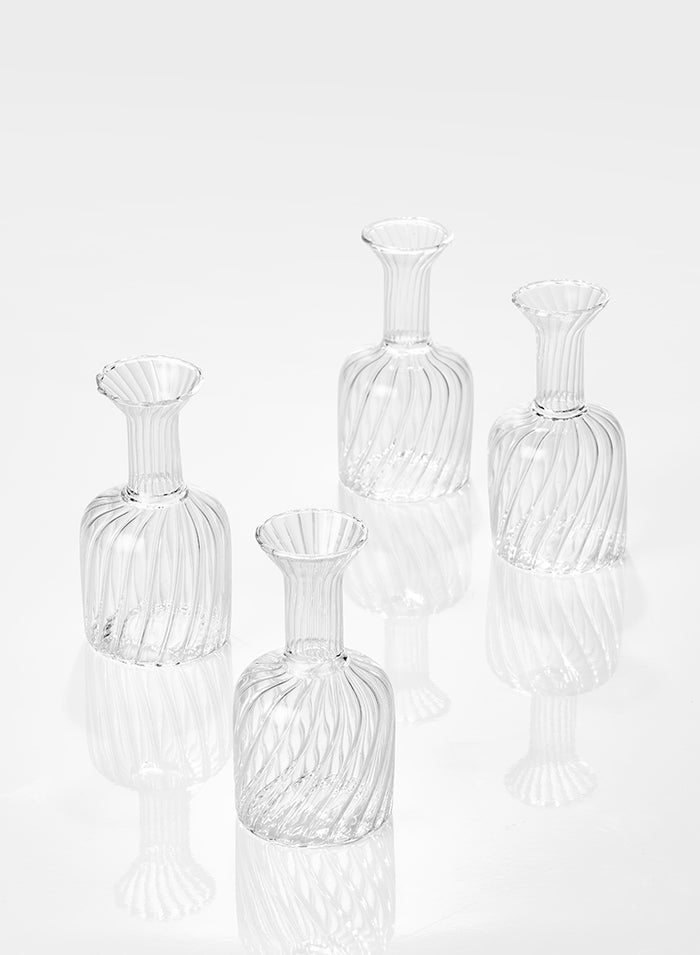 4in Tall Optical Glass Cylinder Bud Vase, Set of 4 Decor Jamali Garden