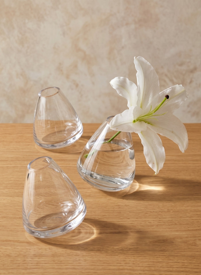 4in Tall Rolling Glass Bud Vase, Set of 4 Decor Jamali Garden