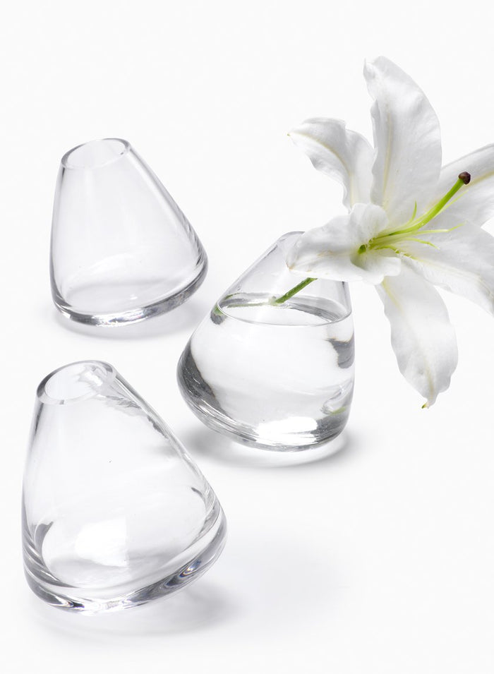 4in Tall Rolling Glass Bud Vase, Set of 4 Decor Jamali Garden