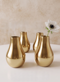 4in Tall Shiny Gold Bud Metal Vase, Set of 4 Decor Jamali Garden