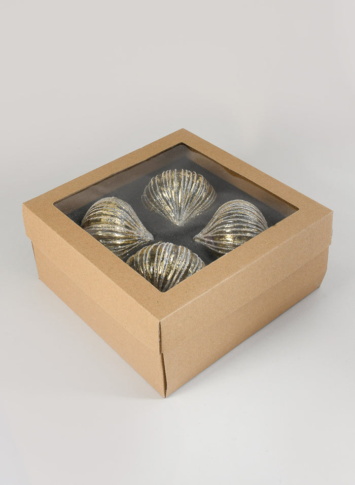 4in Wide Gold Foil & Glitter Stripe Glass Ornament Onion, Set of 4 Decor Jamali Garden