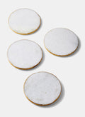 4in Wide Marble Coaster with Gold Edge, Set of 4 Decor Jamali Garden