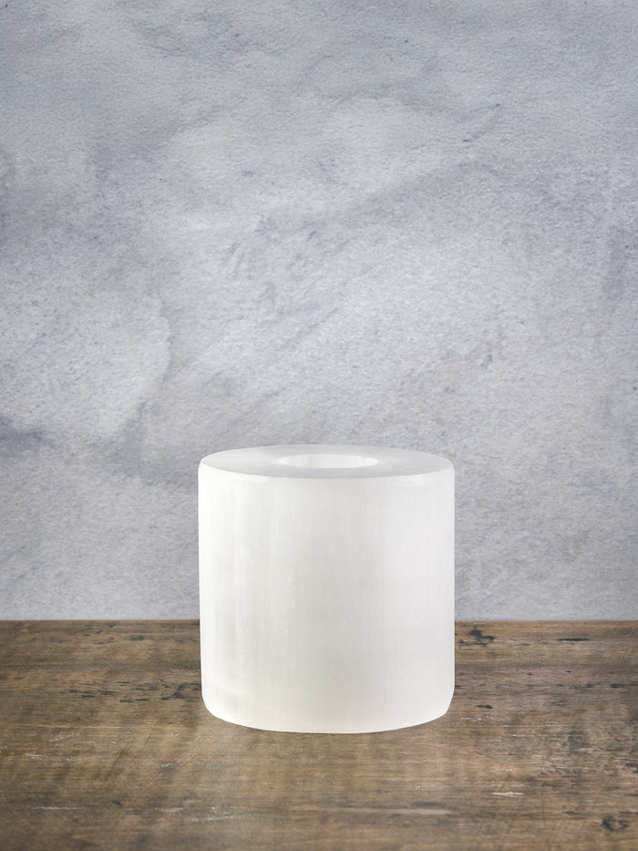 4in Wide Moroccan Selenite Trunk Votive Decor Jamali Garden