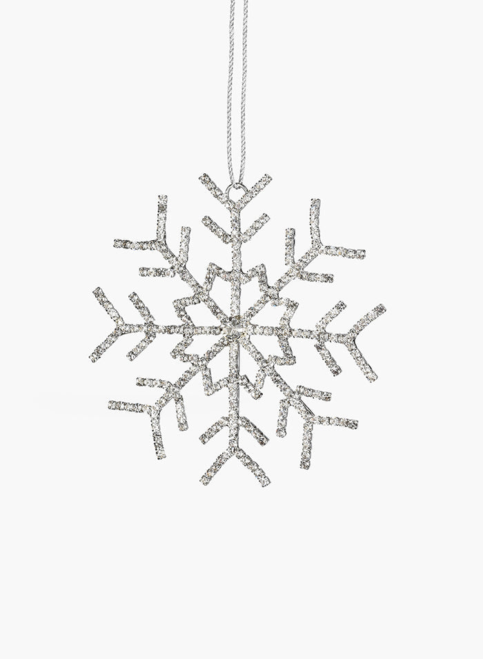 4in Wide Rhinestone Silver Metal Snowflake, Large, Set of 6 Decor Jamali Garden