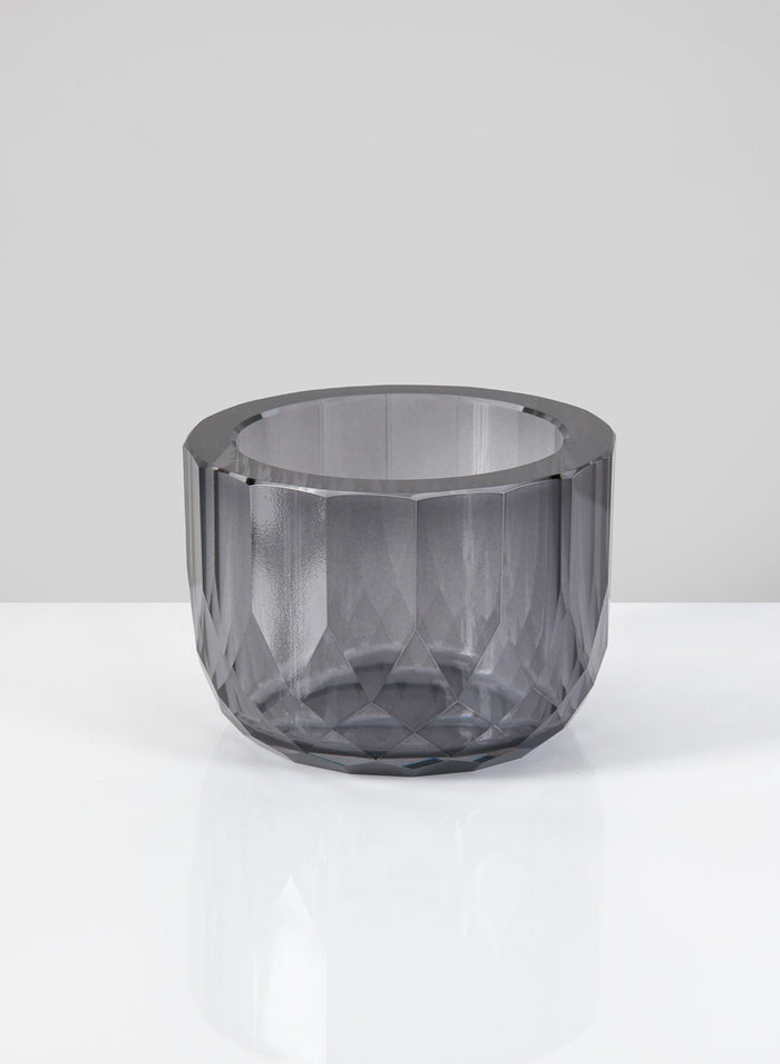 4in Wide Spray Grey Glass Crystal Bowl Decor Jamali Garden