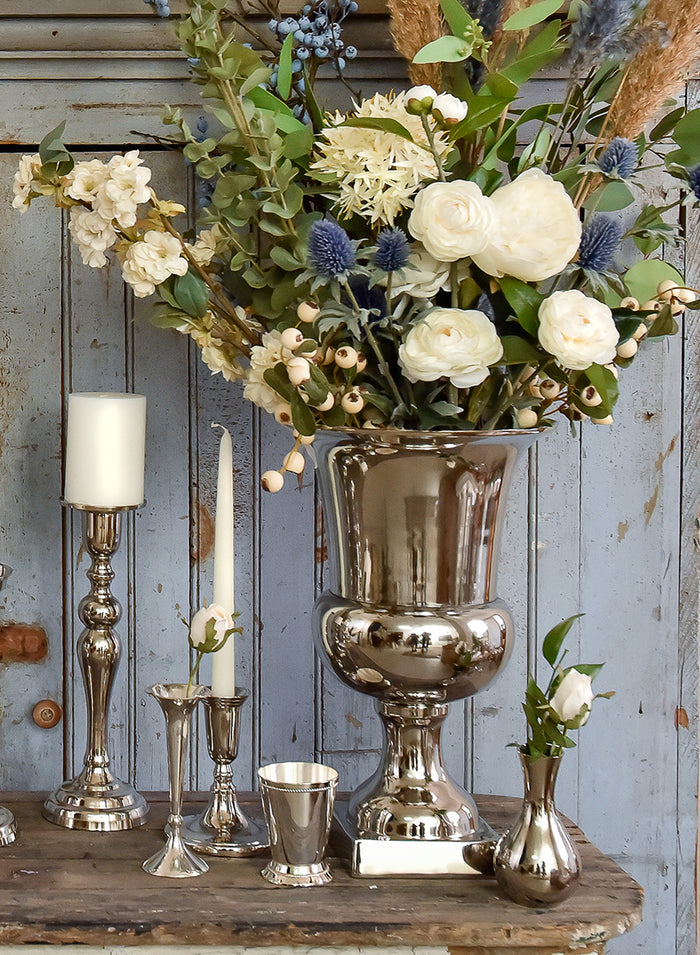 5 1/2in Tall Nickel Bud Vase Decor Jamali Garden