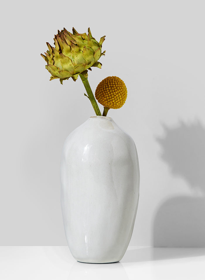 5 1/2in White Glazed Potter's Bud Vase Decor Jamali Garden
