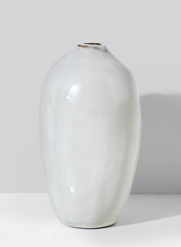 5 1/2in White Glazed Potter's Bud Vase Decor Jamali Garden