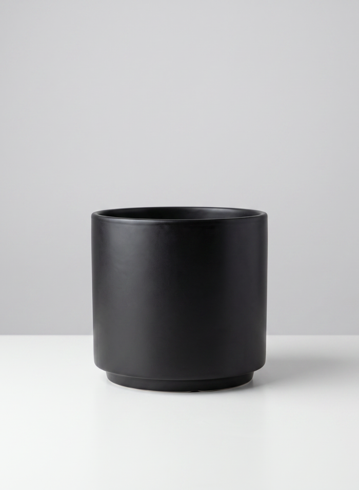 5.25in Tall Florist Choice Matte Black Ceramic Cylinder, Set of 2 Decor Jamali Garden