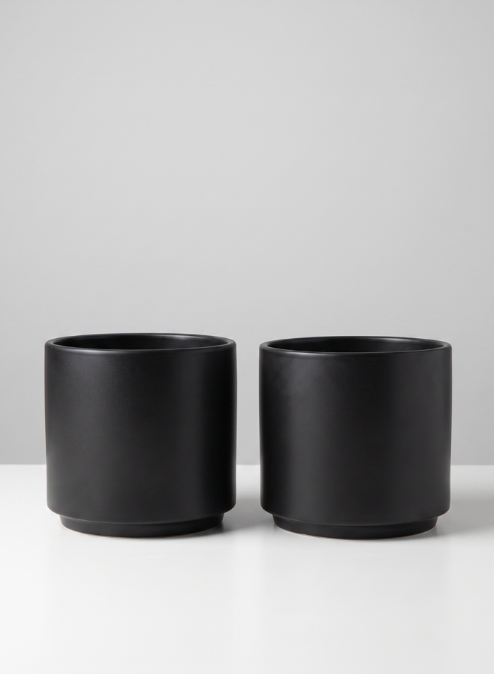 5.25in Tall Florist Choice Matte Black Ceramic Cylinder, Set of 2 Decor Jamali Garden