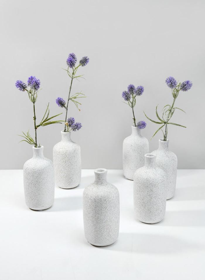 5.5in Tall Acapulco White Sandstone Bud Vase, Set of 6 Decor Jamali Garden