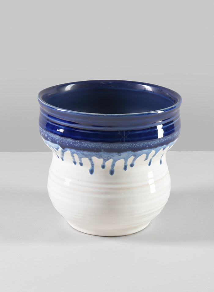 5.5in Tall Harami Running Blue Ceramic Pot Decor Jamali Garden