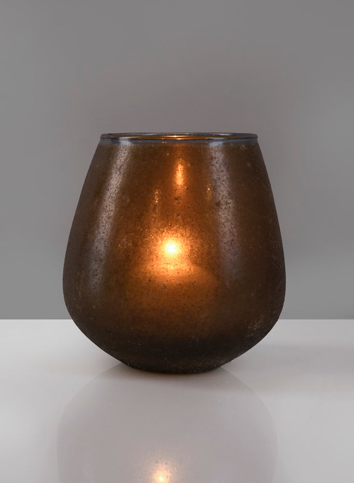 5.5in Tall Mesopotamia Bronze Balloon Glass Votive Holder Decor Jamali Garden