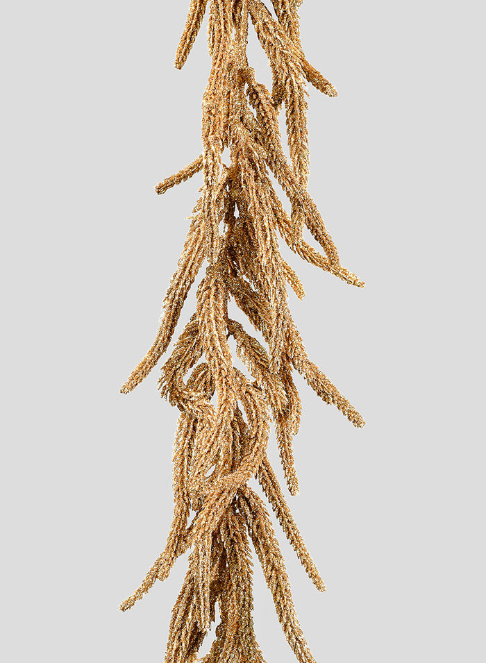 56in Long Gold Pine Needle Garland Decor Jamali Garden