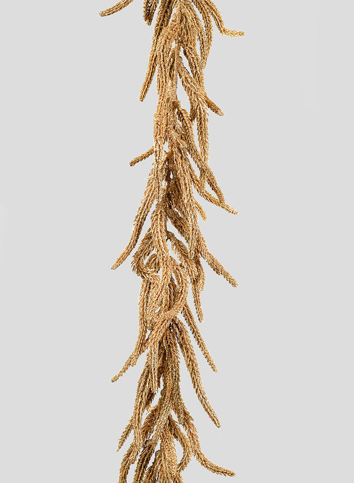 56in Long Gold Pine Needle Garland Decor Jamali Garden