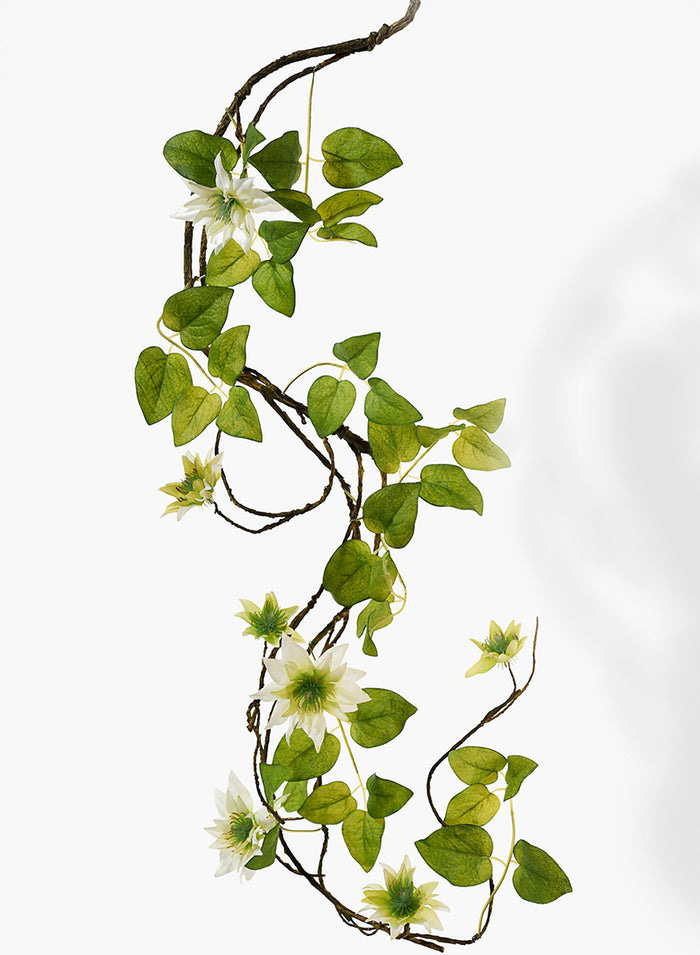 56in Long Green Clematis Garland, Case of 6 Decor Jamali Garden