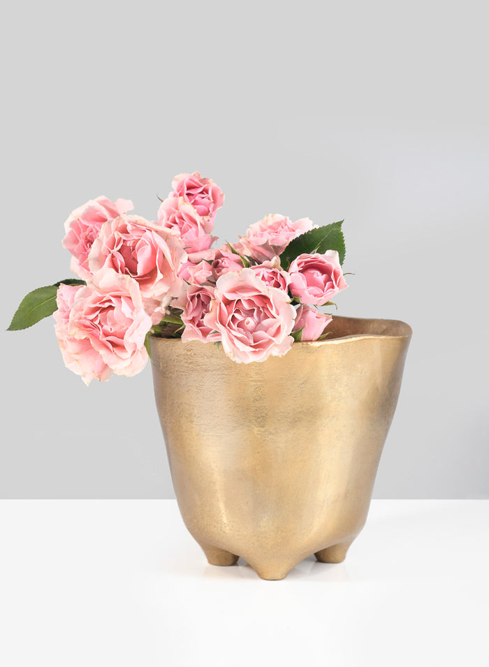 5.75in Tall Casablanca Gold Aluminum Vase Decor Jamali Garden