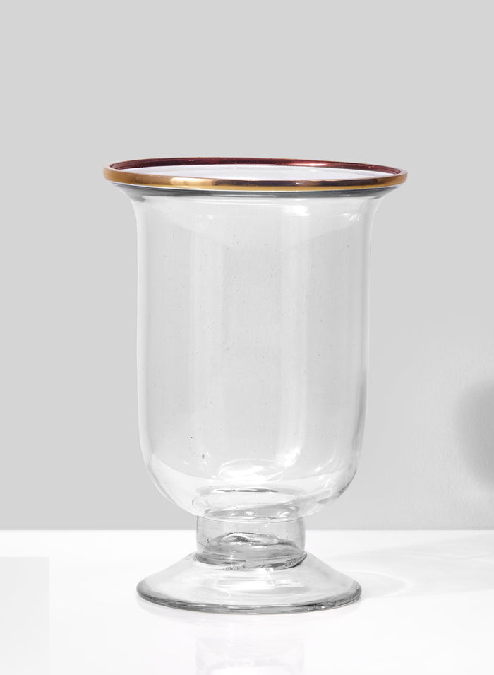 5.75in Tall Pedestal Glass Vase With Gold Rim Decor Jamali Garden