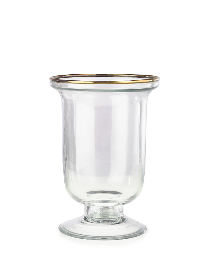 5.75in Tall Pedestal Glass Vase With Gold Rim Decor Jamali Garden
