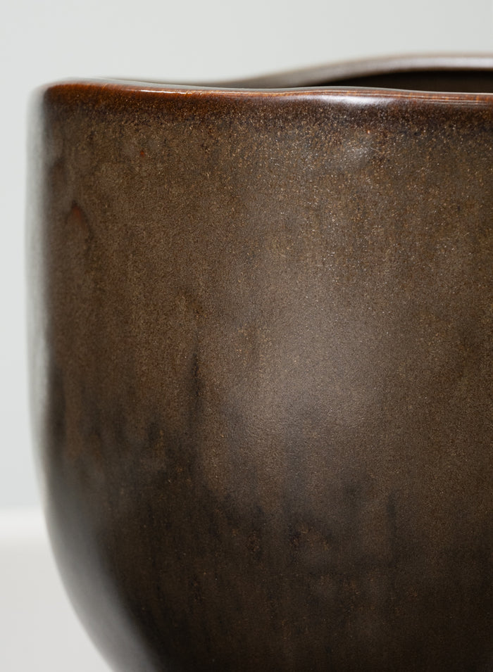 5.75in Wide Mashiko Aged Brown Ceramic Pot Decor Jamali Garden