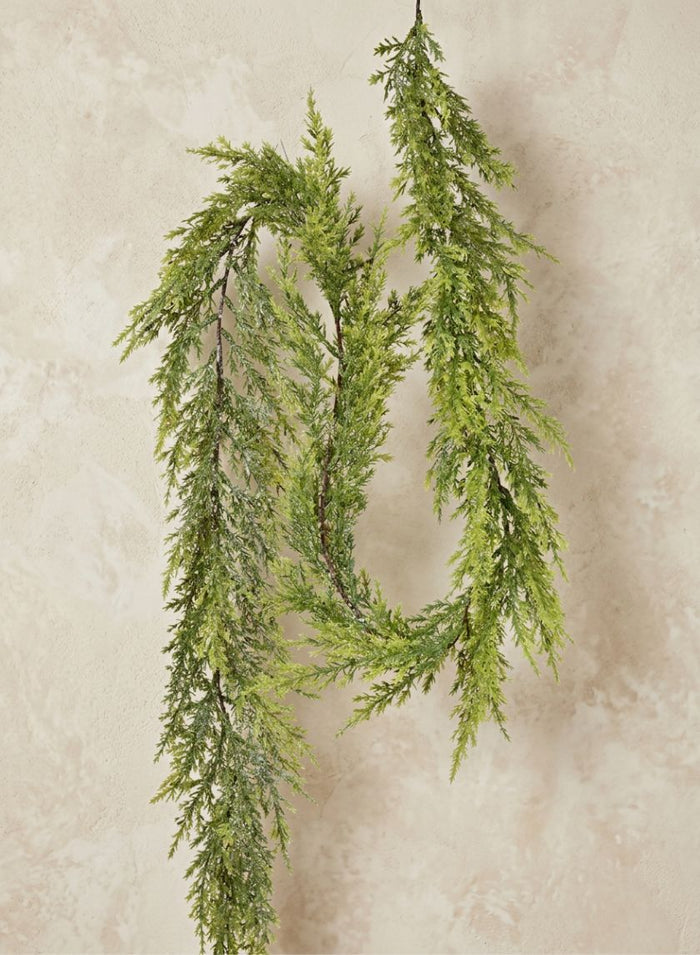 5ft Long Glitter & Snow Evergreen Christmas Garland Decor Jamali Garden