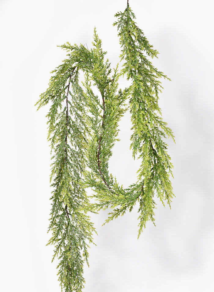 5ft Long Glitter & Snow Evergreen Christmas Garland Decor Jamali Garden