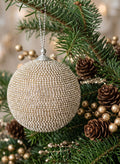 5in Round Champagne Full Rhinestone Beaded Ornament Ball Decor Jamali Garden