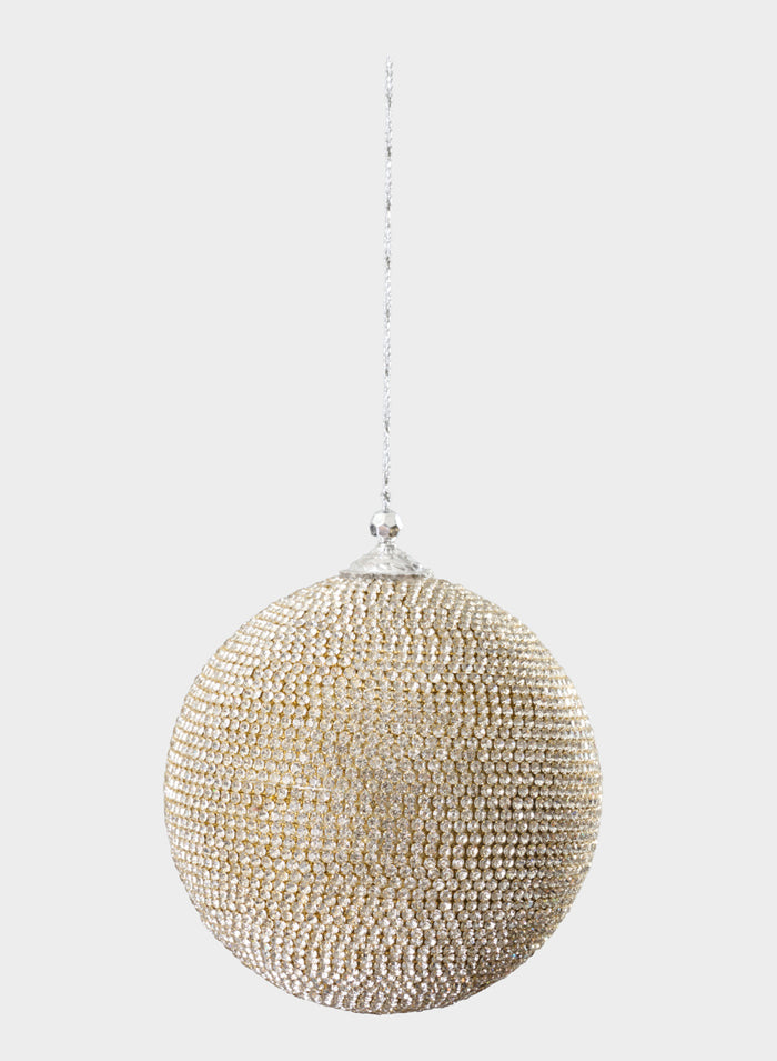 5in Round Champagne Full Rhinestone Beaded Ornament Ball Decor Jamali Garden