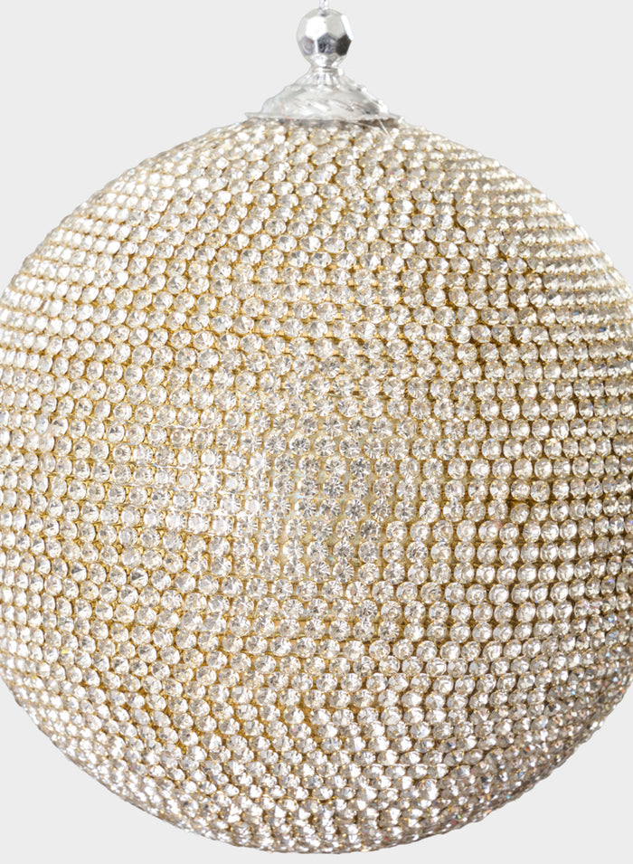 5in Round Champagne Full Rhinestone Beaded Ornament Ball Decor Jamali Garden
