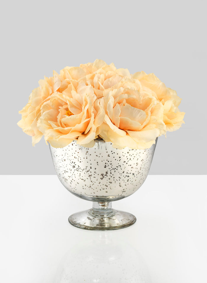 5in Tall Antique Silver Glass Bowl, Set of 2 Decor Jamali Garden