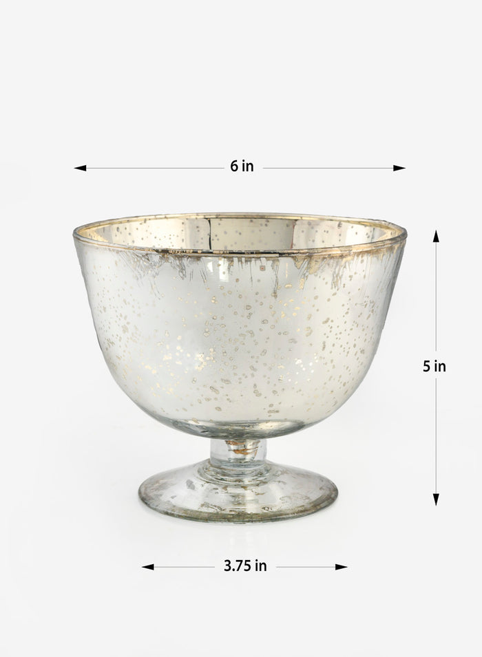 5in Tall Antique Silver Glass Bowl, Set of 2 Decor Jamali Garden