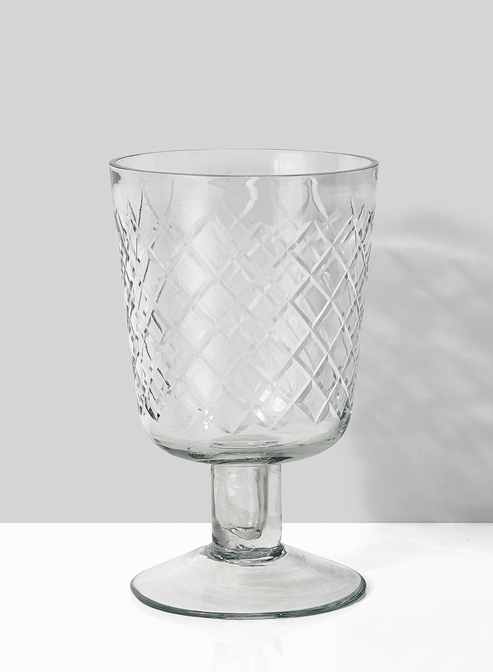 5in Tall Diamond Cut Glass Pedestal Vase Decor Jamali Garden