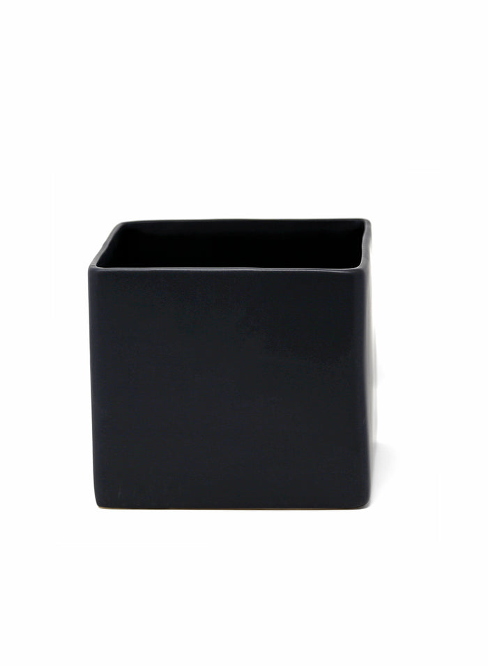 5in Tall Matte Black Ceramic Cube Decor Jamali Garden