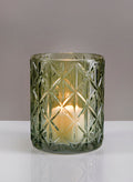 5in Tall Mexican Green Glass Votive Holder Decor Jamali Garden