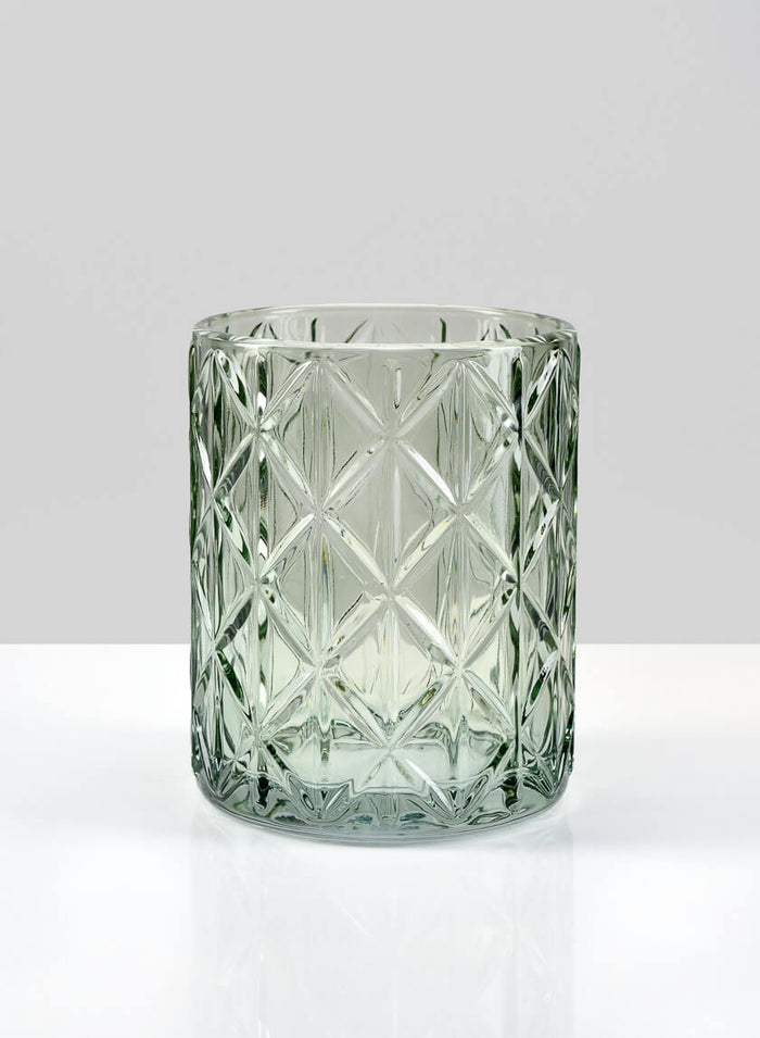 5in Tall Mexican Green Glass Votive Holder Decor Jamali Garden