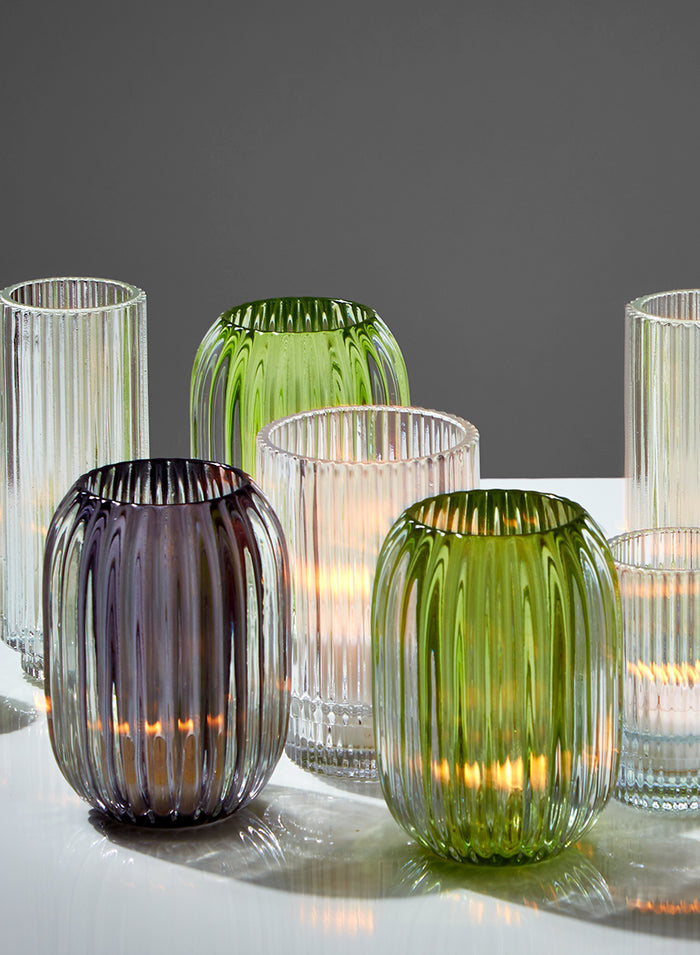 5in Tall Optical Glass Votive Holder Decor Jamali Garden
