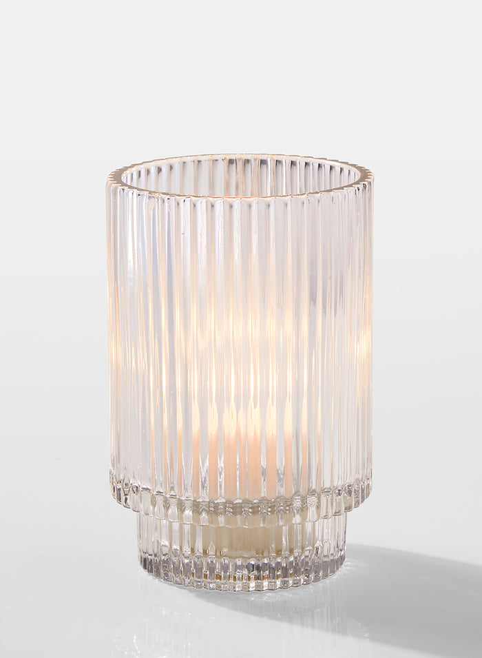 5in Tall Pleated Glass Votive Holder Decor Jamali Garden