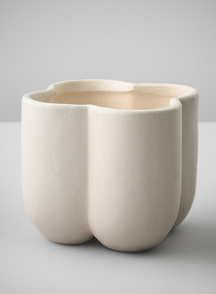 5in Tall Sand White Freya Ceramic Cachepot Decor Jamali Garden