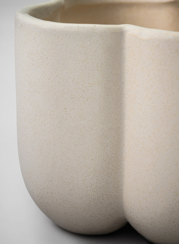 5in Tall Sand White Freya Ceramic Cachepot Decor Jamali Garden