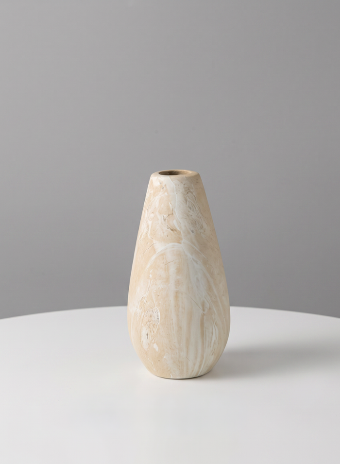 5in Tall Travertine Look Ceramic Bud Vase, Set of 4 Decor Jamali Garden