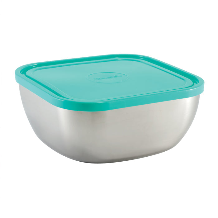 6 Piece Stainless Steel Covered Square Container Set - Multi Color Lids