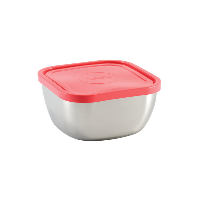 6 Piece Stainless Steel Covered Square Container Set - Multi Color Lids