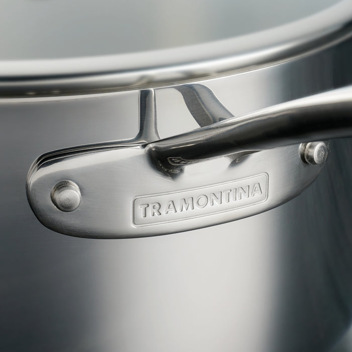 6 Quart Tri-Ply Clad Stainless Steel Covered Deep Saute Pan - Glass Lids