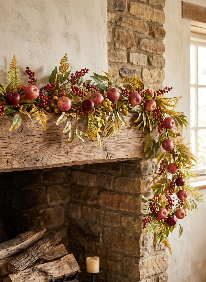 60in Long Autumn Harvest Festive Garland with Apples Decor Jamali Garden