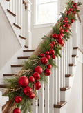 60in Long Classic Pine Garland with Red Ornaments & Glitter Berries Decor Jamali Garden