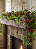 60in Long Eucalyptus and Red Berry Garland Decor Jamali Garden