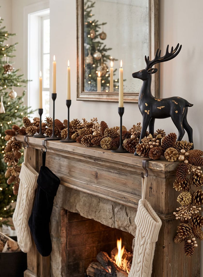 60in Long Gold Tipped Pinecone Garland, Case of 4 Decor Jamali Garden