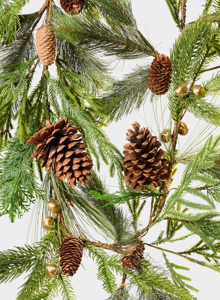 60in Long Jingle Bell Pine Cone Garland Decor Jamali Garden