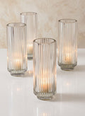 6.25in Tall Pleated Glass Votive Holder, Set of 4 Decor Jamali Garden