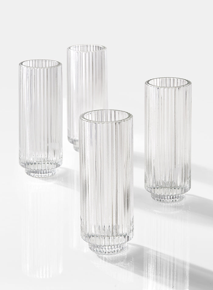 6.25in Tall Pleated Glass Votive Holder, Set of 4 Decor Jamali Garden